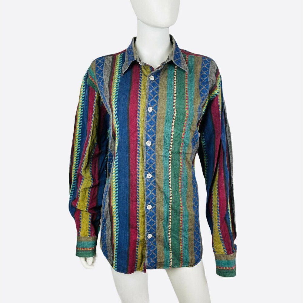 Pegasus Mens Colorful Dress Shirt Large Stitched